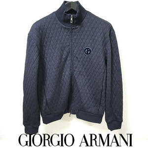 極上の使い心地 3シーズン着用!！GIORGIOARMANI ジャージーブルゾン ハイネックスタイル ダークネイビー 48サイズ Mサイズ