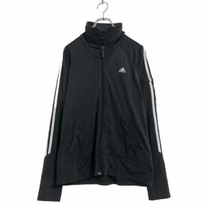 adidas ジャージ ウィメンズ L ブラック ホワイト アディダス ワンポイントロゴ ジップアップ 古着卸 アメリカ仕入 a504-5426