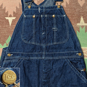 濃紺 ロングL 【Lee 91-SB】 50s Denim Overalls / 50年代 デニム オーバーオール W36 斜めe ハウスマーク インディゴ ビンテージ 40s60s