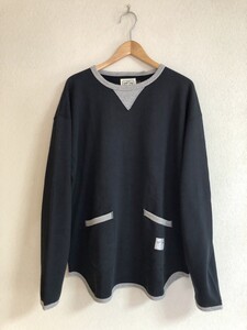 SEVENTY FOUR セブンティーフォー CREW NECK RINGER SWEAT SHIRT スウェット シャツ ブラック/グレー 新品【Ｌ】トレーナー