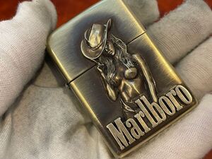 1円 ZIPPO ライター マルボロ Marlboroジッポ Zippoオイルライター真鍮製 中古品 喫煙グッズ ジッポー 火花確認済R657116