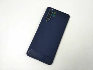 Huawei P30 Pro/HW-02L用 ソフトケース カバー カーボン調 TPU ネイビー