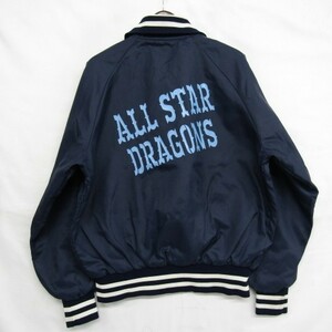 90s バック プリント サイズ L gem スタジャン ブルゾン ネイビー ジェム USA製 ALL STAR DRAGONS 古着 ビンテージ 1O2303