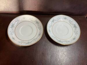 ◎希少　c377-2　Noritake 　オールドノリタケ NOBLE 1955年　ソーサープレート14.2㎝　2枚　金彩 2600 ホワイト系