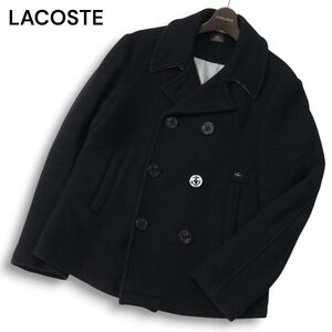 LACOSTE ラコステ 秋冬 ワニ ロゴ★ ウール Pコート ピーコート Sz.50/4　メンズ ネイビー　I5T00072_1#N