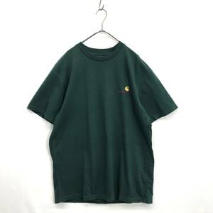 KZ8460★carhartt : S/S AMERICAN SCRIPT T SHIRT★M★緑系 カーハート アメリカンスクリプト刺繍ロゴTシャツ