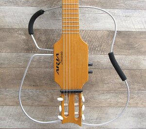 ●Aria Sinsonido アリア シンソニード サイレントギター クラシック AS-490C 音出し確認済み 専用ケース付き 中古品 全体清掃済み