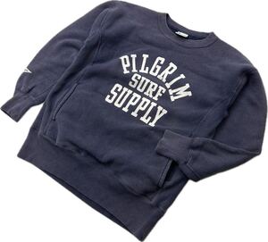 Champion ☆ Pilgrim surf supply 単色タグ 復刻 スウェット シャツ トレーナー ネイビー XS メンズ 古着 チャンピオン ピルグリム■K258