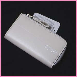 ◆未使用 Calvin Klein PLATINUM/カルバンクラインプラチナム 4連キーケース/アイボリー系/レザー/タグ付き&0000004793