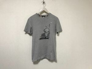 本物ポールスミスPAULSMITHコットンプリント半袖TシャツメンズアメカジサーフミリタリービジネススーツSグレー日本製