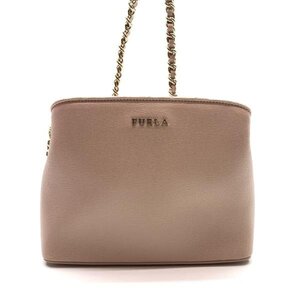 FURLA フルラ テッサ ミニ チェーン クロスボディー 斜めがけ ショルダー バッグ ベージュ系 マグネット ファスナー かばん 管理RY24004590