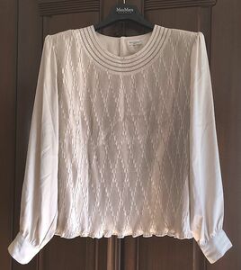 Hanano Blouse 吉村★プリーツ・ブラウス・ラインストーン付き・シャンパンゴールド・Lサイズ★パーティー・フォーマル★送料無料