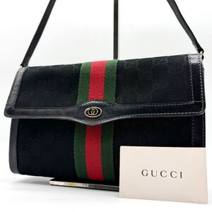 GUCCI グッチ ショルダーバッグ ブラック オールドグッチ キャンバス ヴィンテージ インターロッキング シェリーライン GGスプリーム