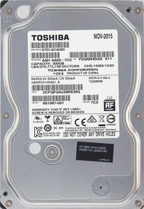 TOSHIBA DT01ACA050 HP P/N 661697-001 3.5インチ SATA600 500GB 807回 4727時間