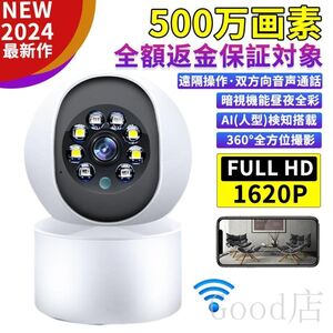 防犯カメラ ワイヤレス 家庭用 WIFI 500万画素 見守り 屋内 屋外 監視カメラ 自動追跡 カメラ 夜間撮影 動作検知 工事不要 新品