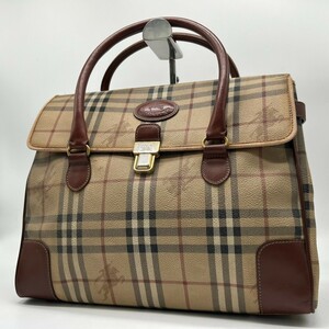 【希少モデル/A4◎】 バーバリー BURBERRY ハンドバッグ ブリーフケース ノバチェック シャドーホース ビジネス メンズ PVC フラップ 本革