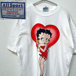 ALL SPORT USA製 L ビンテージ ベティ・ブープ BIGプリント Tシャツ 古着 90s 半袖Tシャツ 半袖 1994年 両面プリント シングルステッチ