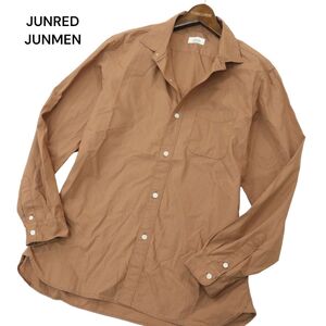 JUNRED JUNMEN ジュンレッド ジュンメン 通年 ブロード セミワイドカラー★ 長袖 シャツ Sz.L　メンズ 茶色系　A4T06536_6#C