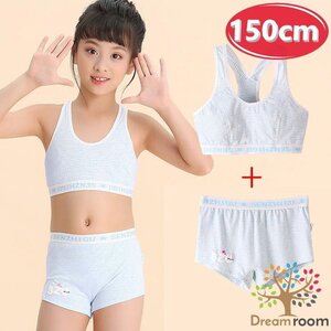 kids スポーツブラ 上下set 【150cm】 ブラトップ＋ショーツ スポーツブラ ファーストブラジャー 子供 女の子 下着 K-283-06