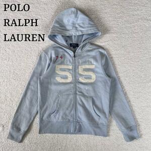 polo ralph lauren キッズ パーカー ワッペン 水色 140 S