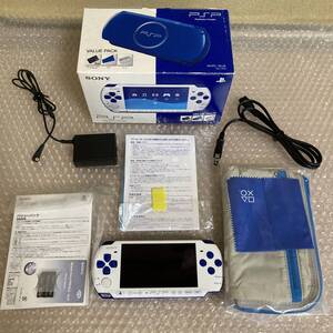 PSP プレイステーション・ポータブル バリューパック ホワイト/ブルー(PSPJ-30018)【付属品付き】【PlayStation Portable PSP-3000】