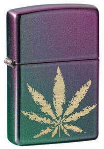 Zippo ジッポライター マリファナ リーフ 葉 Counter Culture Marijuana Leaf On Iridescent Violet 49185 メール便可