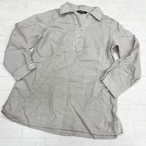 1540◎ Eddie Bauer エディー バウアー トップス シャツ ハーフボタン 長袖 無地 カジュアル ベージュ レディースPXS