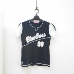 ブルークロス BLUE CROSS キッズ L 160㎝ 女の子 半袖 Ｔシャツ 黒 ブラック お袖 メッシュ トップス