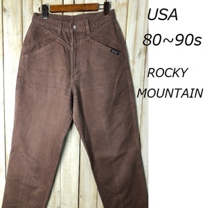 USA古着 80s～90s デザイン デニムパンツ 29/9 ROCKY MOUNTAIN 茶 オールド ヴィンテージ ユニセックス ワイドテーパード ●35