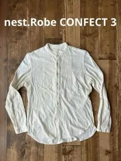 nest.Robe CONFECT ノーカラーシャツ　生成り　白　3 日本製