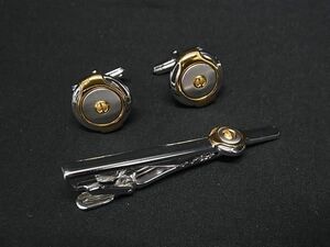 ■美品■ dunhill ダンヒル カフス カフリンクス ネクタイピン タイピン 2点セット メンズ ビジネス シルバー系×ゴールド系 DD7116