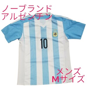 ノーブランド　サッカー　アルゼンチン代表　#10メッシ選手　半袖レプリカシャツ　ストライプ　メンズ　Mサイズ相当　古着