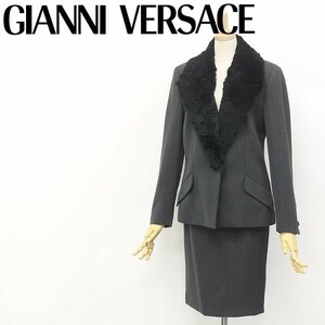 美品◆GIANNI VERSACE COUTURE ジャンニ ヴェルサーチ クチュール ショールカラー ジャケット＆スカート スーツ セットアップ 38