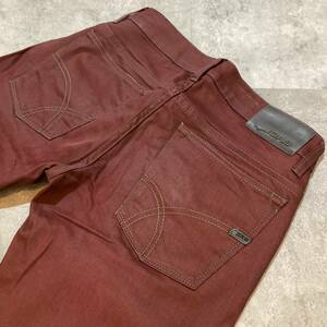 【GAS JEANS】ガス ジーンズ ANDERS SLIM カラースリムデニム コーティング加工 ワインレッド 31インチ ストレッチ イタリア製