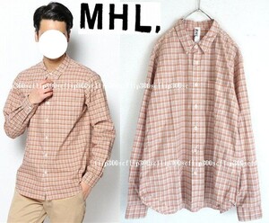 MHL.マーガレットハウエル☆NATURAL DYE チェックシャツ M 日本製 RED系★20520円