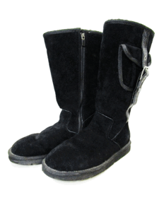 (D) UGG アグ ムートンブーツ US7 24.0cm ブラック レザー シューズ