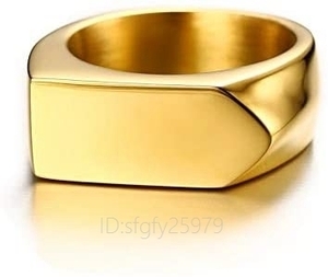 G613☆新品指輪 ブランド メンズリング ゴールド 18金メッキ シンプル ステンレス リング 印台 指輪物語 指輪の選んだ婚約者 金