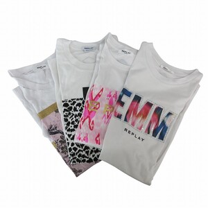 リプレイ REPLAY Tシャツ カットソー 4点セット まとめて プリント 半袖 XS 白 ホワイト /JS STK レディース