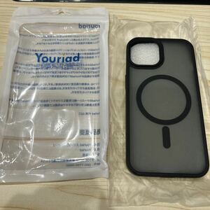 d262 Youriad iPhone 13/14ケース カバー 半透明 マット 落下防止 マグネット搭載 ストラップホール付き マグセーフ対応 ブラック