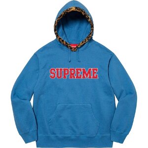 ★ 21FW Supreme シュプリーム Leopard Trim Hooded Sweatshirt レオパード トリム スウェット パーカー ファー フード 21aw ブルー青M/GGG