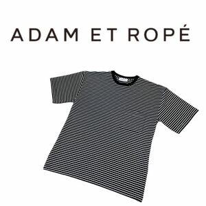 a741 ADAM ET ROPE アダムエトロペ トップス ストライプ ホワイト×ブラック 総柄 ボーダーTシャツ 半袖Tシャツ