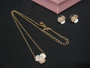 1円 ■美品■ kate spade ケイトスペード 花 フラワー ピアス ネックレス ペンダント 2点セット ゴールド系×ホワイト系 AZ3502