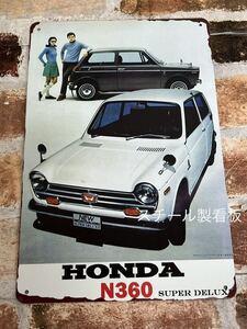 HONDA N360　【3】昭和レトロ　ブリキ看板　プレート　旧車　ヘッドライト　s800 S600