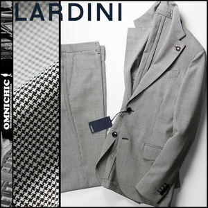 春夏モデル■新品18万【LARDINI】ラルディーニ贅沢マイクロ千鳥格子ウール2釦セットアップスーツ46/S/ハウンドトゥースジャケットパンツ