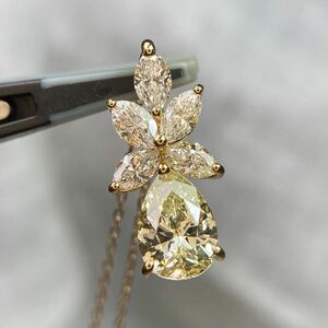 k18 平和堂貿易イエローダイヤモンド1.006ct　ピンクダイヤ0.61ct ペンダントトップ