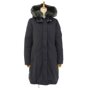 美品 ウールリッチ WOOLRICH 現行紺タグ 1502259 ラビット ファー 64クロス コットンナイロン ダウン ジャケット コート S 黒 レディース