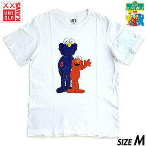 国内正規品■UNIQLO (ユニクロ)× KAWS (カウズ)×セサミストリート エルモ 半袖Tシャツ 白ホワイトM