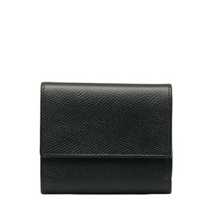 セリーヌ スモール トリフォールドウォレット 三つ折り財布 ブラック レザー レディース CELINE 【中古】