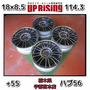 FORGED 鍛造!スバル BBS製 WRX STI純正 オプション♪18×8.5J/PCD114.3/5H/+55/ハブ56♪店頭受け取り歓迎♪ホイールのみ4本販売♪R608W15