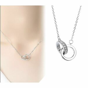 【S925刻印有】ネックレス　ダブルフープネックレス レディース アクセサリー　359